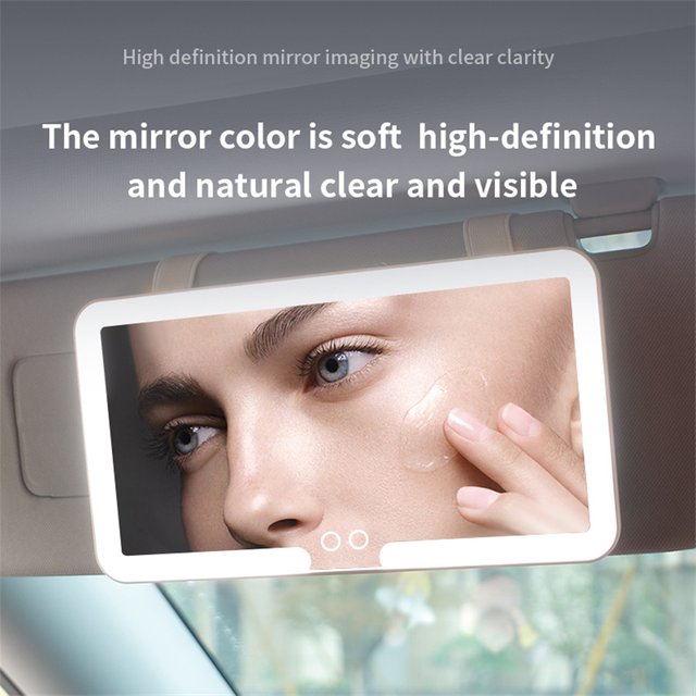Rechargeable LED Car Sun Visor Vanity Mirror HD Dimmable Makeup Light Universal Clip-on Portable Vehicle Beauty Accessory Gift