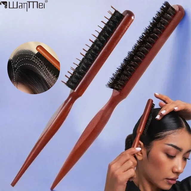 Mane Bristle Hair Brush with Fluffy Hair Brush Mouse Tail Hair Teasing Hairbrush Beard Shaving Brush Edge Hair Styling Tools