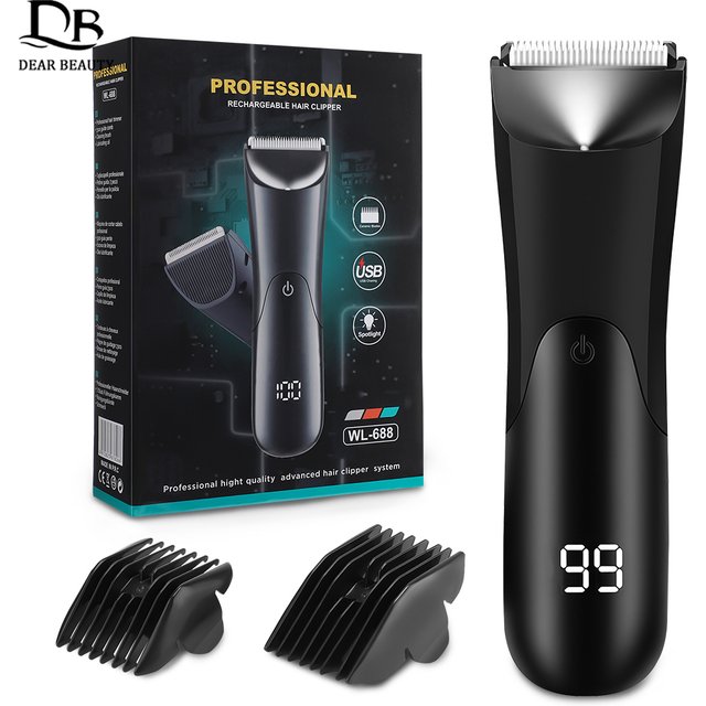 Professional Groin Body Hair Trimmer Electric Shaver for men Pubic Ball Bikini Chest Hair Removal Ceramic Blade Grooming Razor