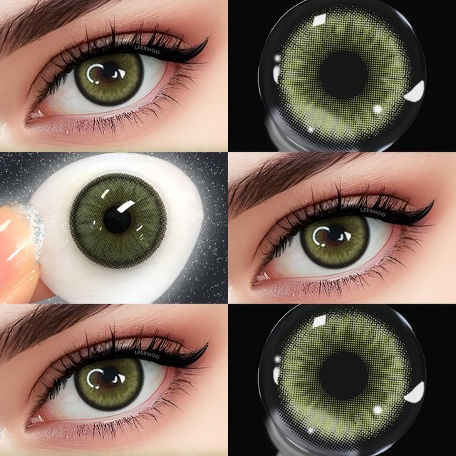 VISUASHOW Norko Green Colored Contact Lenses 2Pcs 14.5mm Half Yearly Soft Vivid Tone Eye Contacts Breathable Comfort For Makeup