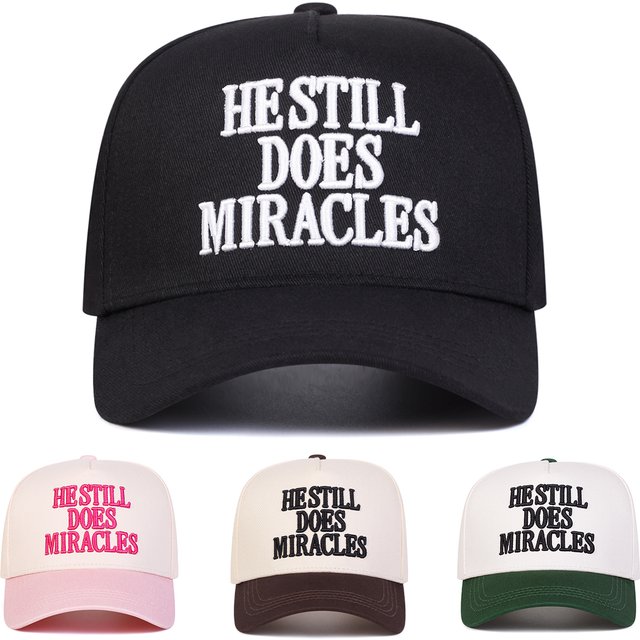 Unisex HESTILL DOES MIRACLES Letter Embroidery Baseball Caps Outdoor Adjustable Spring and Autumn Casual Sunscreen Hat