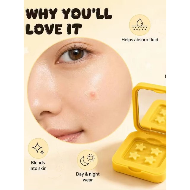 Star Water Gel Pimple Concealer Patches, Fashionable Makeup Essential, Independent Packaging with Mirror, Portable, 60 Patches