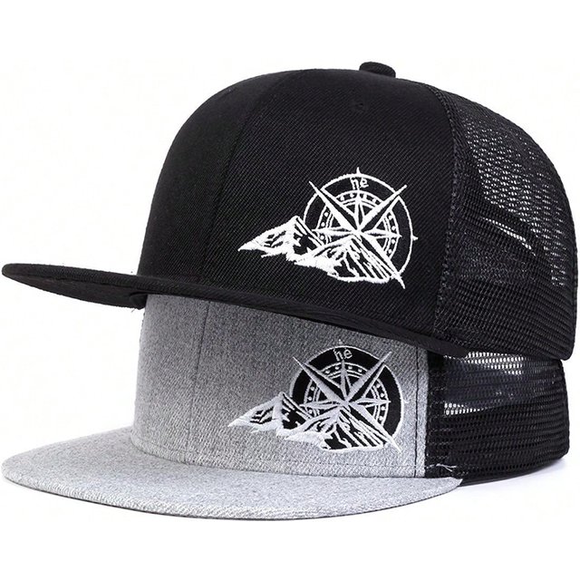 Unisex Compass Mountain Embroidery Hip-hop Hats Spring Autumn Outdoor Adjustable Casual Baseball Caps Sunscreen Hat