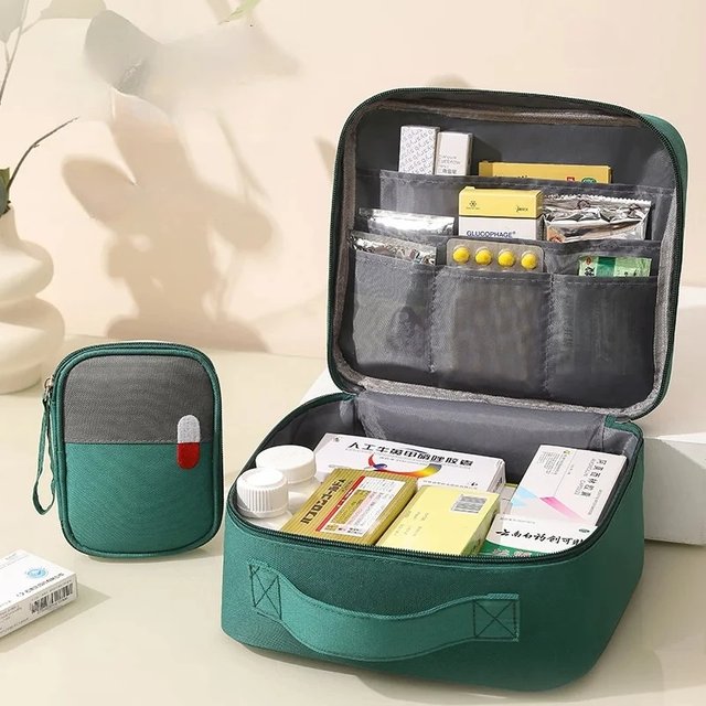 Portable Multifunctional Medicine Kit Layered Health Storage Organizer Pouch for women Travel Makeup Cosmetic Bag