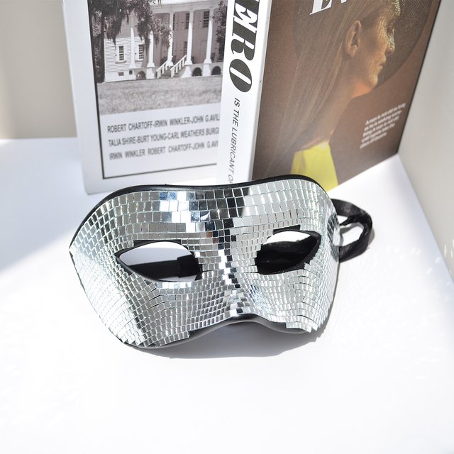Masque facial à paillettes Disco Ball, masque de mascarade vénitien pour femmes et hommes, bal de
