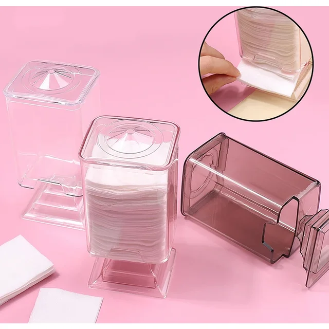 Nail Towel Cotton Wash Towel Storage Box Transparent Dustproof Bottom Extraction Tool Makeup Accessories
