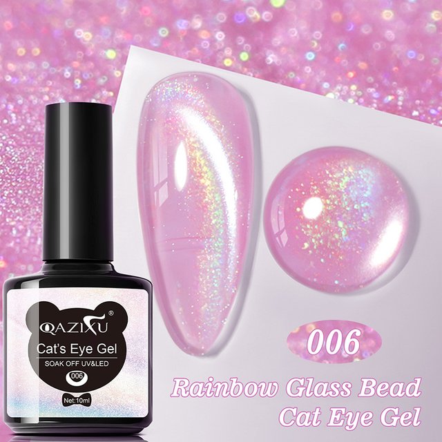 QAZIXU Pink Cat Eye Nail Polish Gel Soak Off Nail Blue Magnetic Gel Polish Popular Color Nail Art DlY For Salon Spring Summer