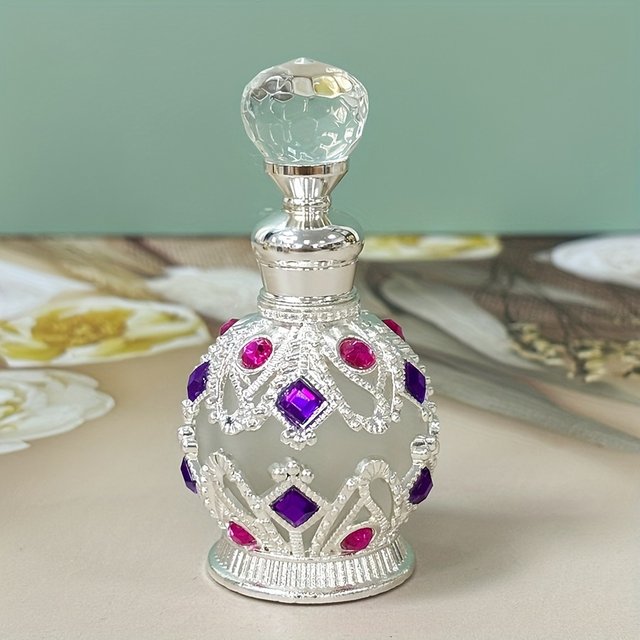 0.51oz Middle East Vintage Diamond Inlaid Perfume Bottle. Essential Oil Distribution Bottle. Perfume Packaging Accessories