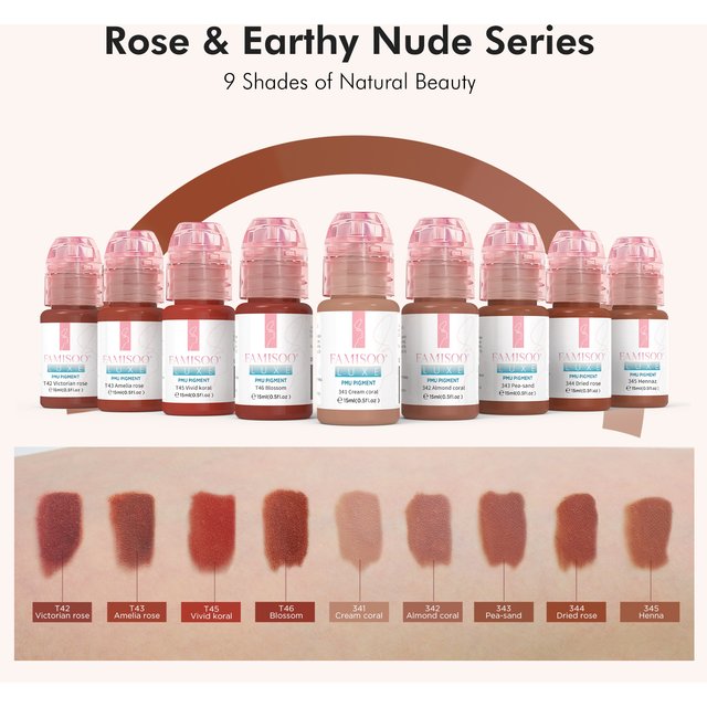 15ML Luxe PMU Pigment Europe's Best-selling 9 Colors Lip Tattoo Ink For Semi Permanent Makeup Nano Lips Microblading Pigment