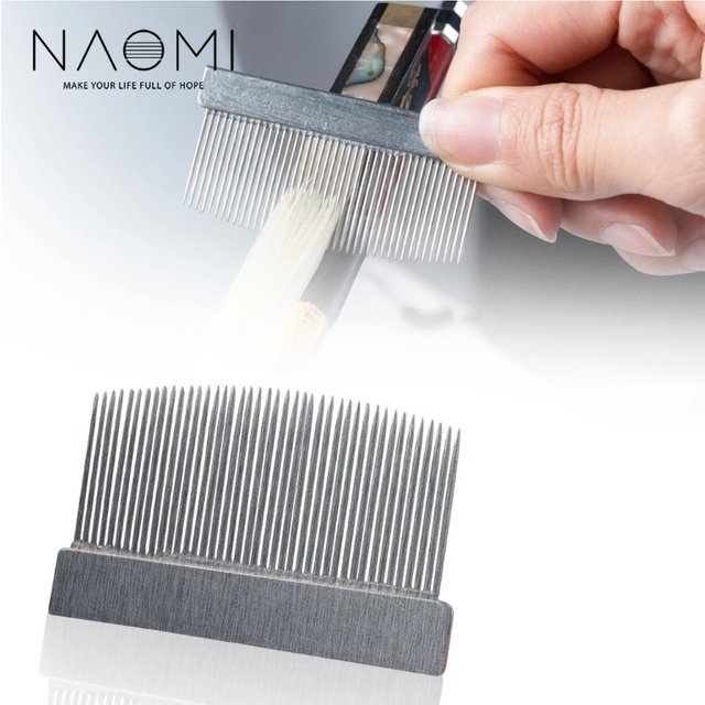 NAOMI Professional Horse Hair Comb Stainless Steel Horsehair Brush Tool For 4/4 Violin Bows Easing Through Knots And Tangles