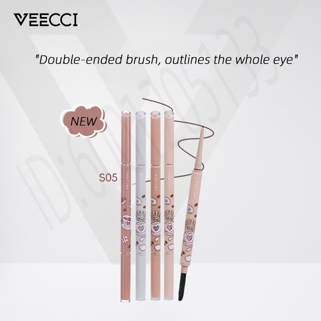VEECCI Eyeliner Pencil Double-ended Eyebrow Multi-purpose Pen Makeup Waterproof Longlasting No-Smudging Ultra-fine Eye Cosmetics