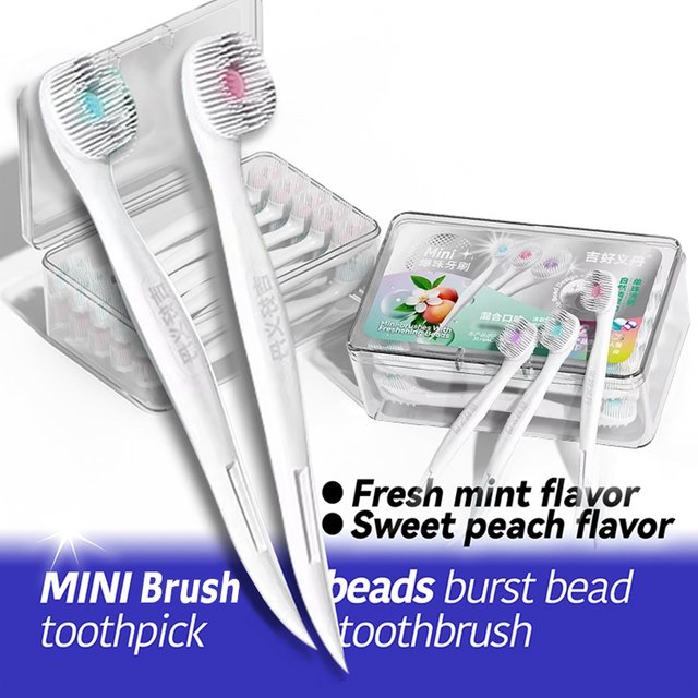 20PCS Portable Travel Toothbrush Mini Exploded Bead Toothbrush Disposable Adult Cleaning Toothbrush Individually Packaged