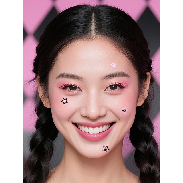 Sweet Cool Style Y2K PE Concealer Pimples Patch Fade Acne Marks Face Care Accessory 220PCS Black&Pink Star Shaped Acne Patch Set