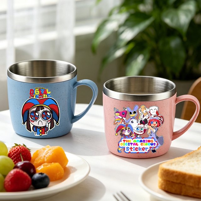 The Amazing Digital Circus Water Cup Kids Anime Gargle Toothbrush Cups Children Stainless Breakfast Milk Mug Girls Boys Gift New