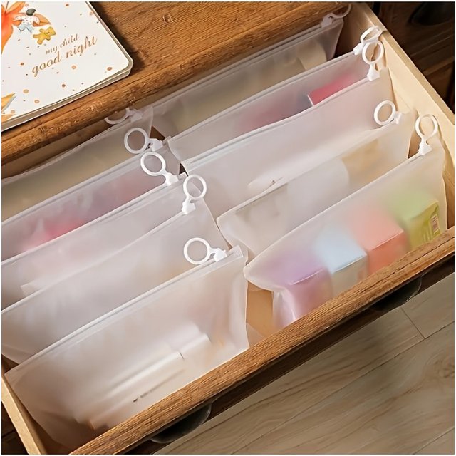 12pcs PVC Clear Plastic Reusable Zipper Bags, High Quality, Durable, Fade , with Handles, Hand Wash, for Travel, Storage