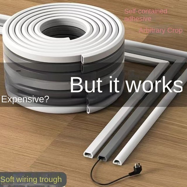 1PC 1/3meters Wiring Duct Floor Cord Cover for Extension Cords Self Adhesive Wall Cable Concealer Flexible Cable Hider Cover Wir