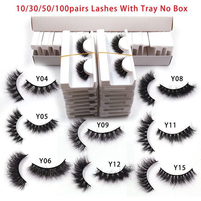 LEHUAMAO 5D Mink False Eyelashes Wholesale Fluffy Layered Messy Mink Lashes Bulk 30/60/100 Pairs Soft Natural Mink Lashes Makeup