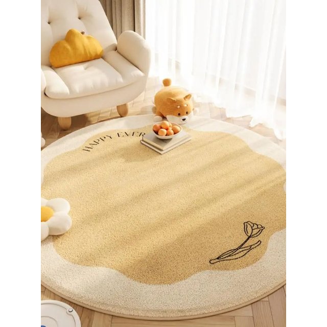 VIKAMA 2025 New Style Ins Round Imitation Cashmere Carpet Sofa Cushion Balcony Bedroom Rocking Chair Makeup Chair Foot Mat