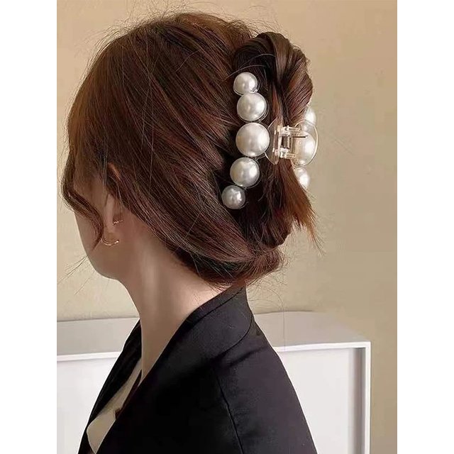 3PCS Big Pearls Acrylic Hair Claw Crab Hairpins Bow Large Makeup Hair Clips Styling Barrettes Women Hair Accessories Hairgrip