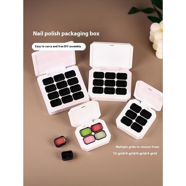 4/6/9/12 Grids Empty Magnetic Packaging Box For Nail Manicure DIY Fast Painting Gel Solid UV Varnishes Ombre Gel Nail Polish