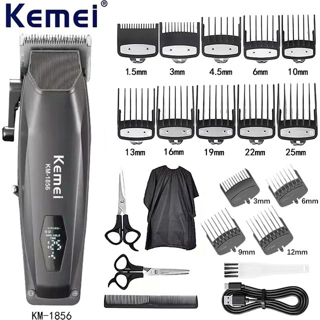 Kemei KM-1856 Electric Rechargeable Best Hair Clipper Professional Cordless Barber Hair Clipper Trimmer Hair Cutting Machine