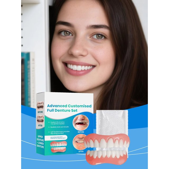 Advanced Customised Full Denture Upper Lower False Teeth Temporary Snap on Veneers Comfortable Missing Teeth Repair Oral Care