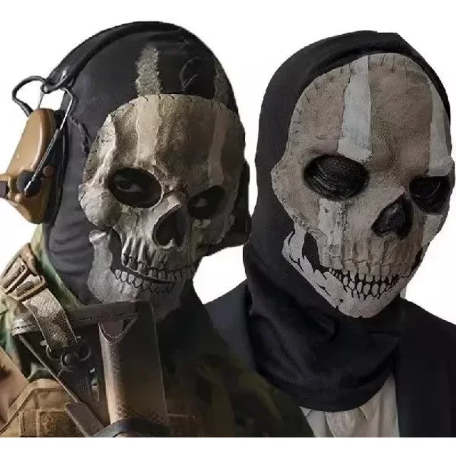 Masque de crâne de fantôme d'horreur Scream Halloween unisexe, casque de tête en latex, accessoire de cosplay pour soirée, mascarade, performance, cosplay