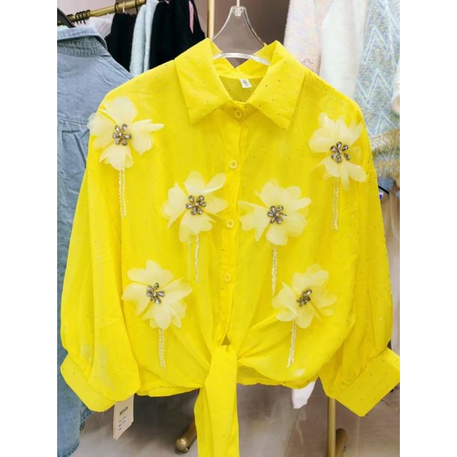 Sparkle Sequines 3D Diamonds Embroidery Sunscreen Blouses Shirts for women Cardigans Spring Summer Top Korean Popular Clothes
