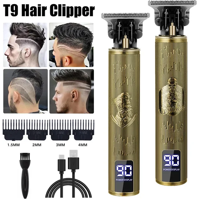 Hair Cutting Machine T9 Vintage Hair Clipper USB Fast Charging Shaver Barber Cordless Hair Trimmer for men's Barbe