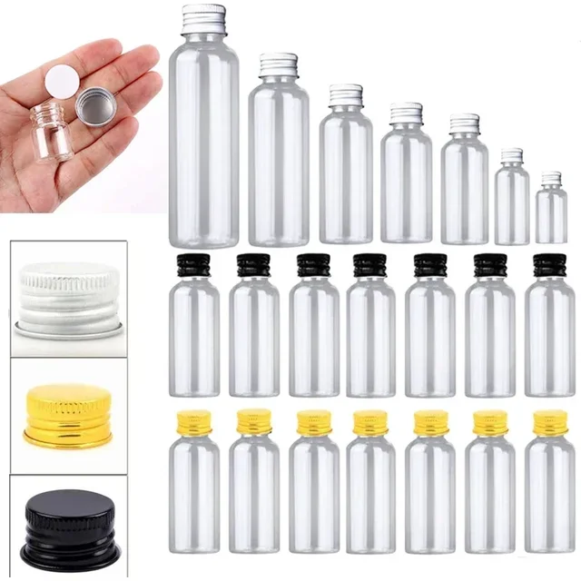 10Pcs Portable 5ml-250ML Clear Mini Plastic Sample Bottle With Aluminum Screw Lids Travel Cosmetic Containers For Lotion Water