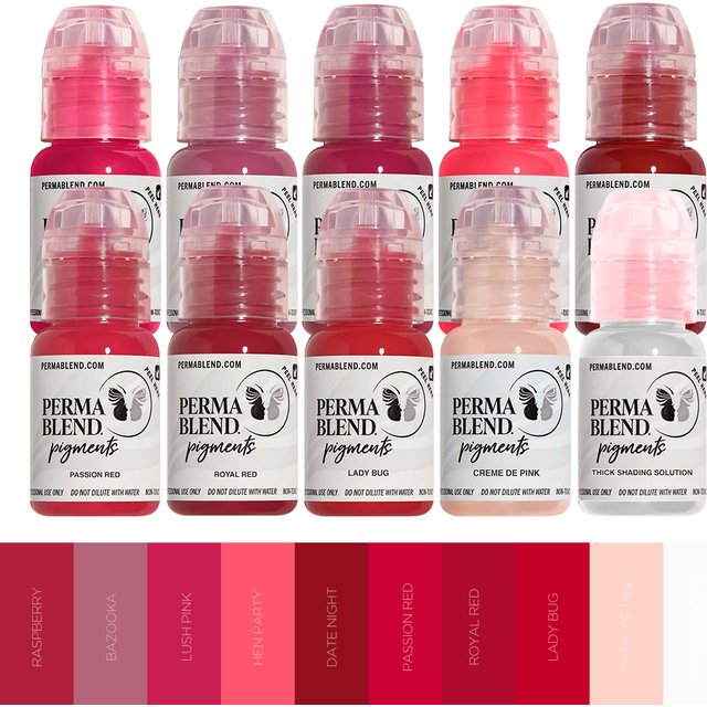 15ML 10 Colors Permanent Makeup Pigment Lip Tattoo Ink Long-lasting Professional Tattoo Ink for Microblading Lip Tattoo Supplies