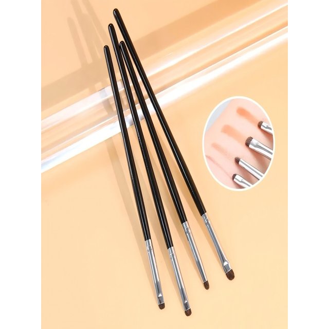 4-Piece Eye Detail Brush Set - Precision Mini Makeup Brushes for Eyeliner, Smudging, Brow, and Inner Corner, Natural Horse Hair,
