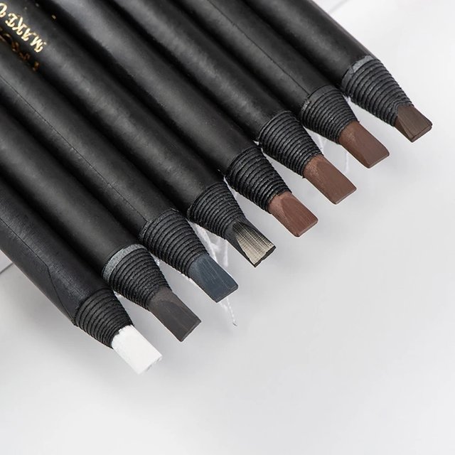 6/12PCS Eyebrow Pencil Hard Core Wholesale Makeup Pull Line Haozhuang Brand Permanent Peel off White Black Waterproof Natural