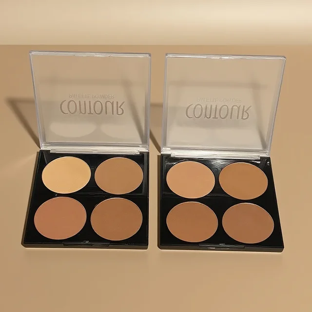 4 Colors Professional Highlighter & Contour Palette 3D Matte Face Bronzer Makeup Set for Enhanced Facial Features