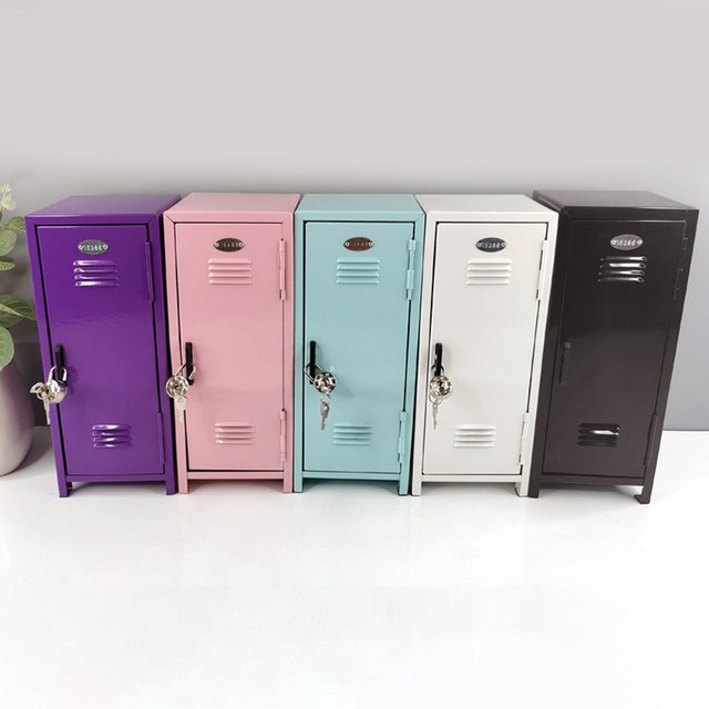 Mini Locker Cabinet Stackable Storage Bin Small Makeup Storage Cabinet Mini Locker Box for Bedroom Apartments Paper Money