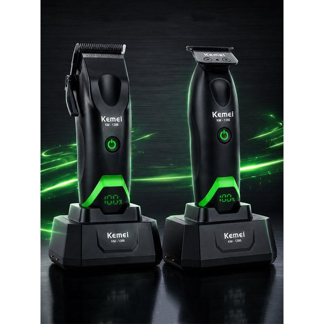 Kemei Professional Hair Clipper Kit for men Ceramic Blade 7500RPM DC Motor with Base Charger Hair Cutting Machine KM-1386 1385