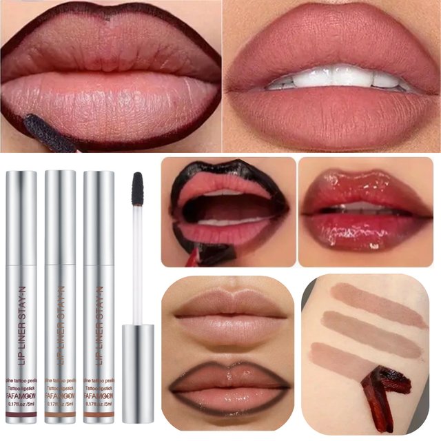 6-Color Lip Liner Pen Peel-Off Lip Gloss Waterproof Long-Lasting Matte Brown Peel-Off Lip Gloss Cosmetics