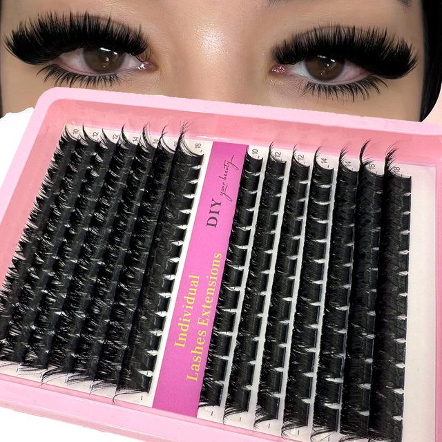 HBZGTLAD 60D-200D Mix Eyelash Clusters 10-18mm Mix Wispy Individual Lashes Extensions 14Rows DIY Mink False Eyelashes Makeup