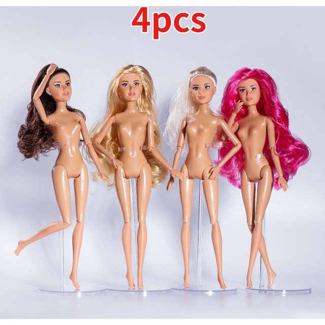 4pcs 1/6 Thai Barbie Super Model Doll Toy Joint Movement 30cm Fashion Makeup Elegant Curling DIY Makeup Head+Body Parts