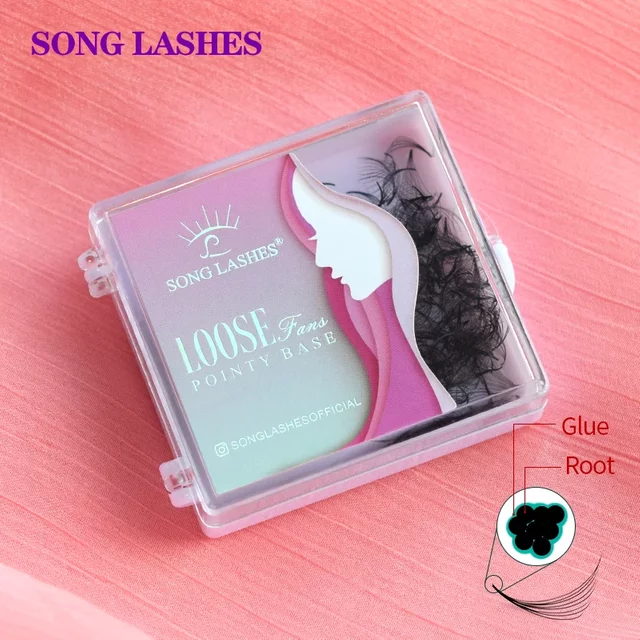 SONG LASHES Pointy Base Premade Fans for Eyelash Extension Loose Fans Medium Stem Sharp Thin Pointy Base Lashes Make Up Tool