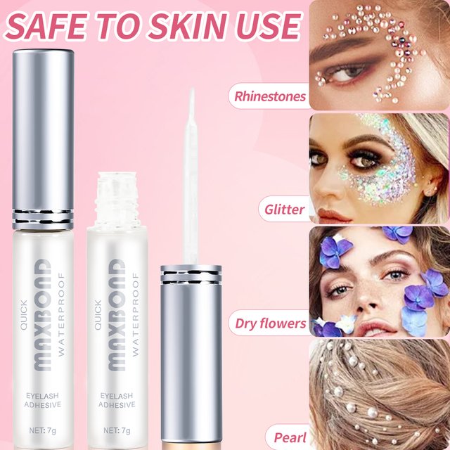 7g No Irritation Nail Art Rhinestone Glue for Face/Body/Eyelash Quick Dry Long-lasting Waterproof Beauty Adhesive Makeup Tools *