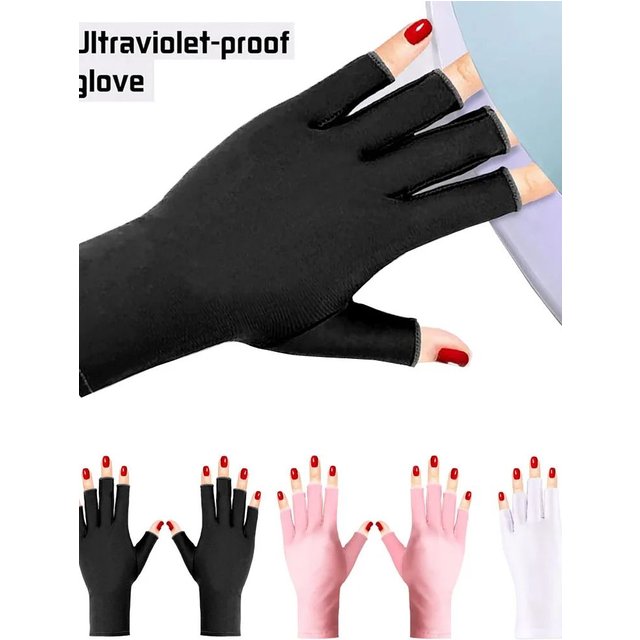 Anti-UV Gloves for Nail Lamp, Professional UPF50+ UV Protection Glove for Manicures, Art Skin Care Fingerless, Women Men
