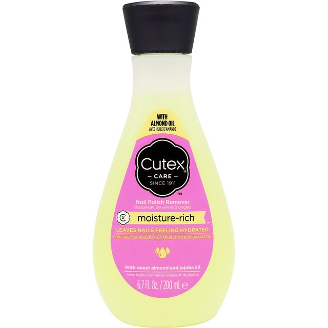 Cutex Moisture-Rich Nail Polish Remover 200ml with Sweet Almond & Jojoba Oil - Hydrating Formula for Healthy Nails