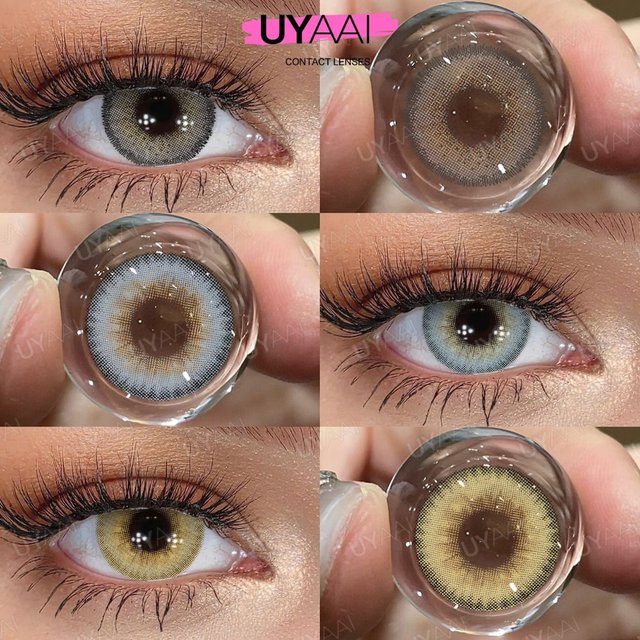 UYAAI 1Pair Contacts Lenses Yearly Soft Comfort Makeup Beauty LA Girl Series Blue Contacts Brown Eyes Colored Health Soft