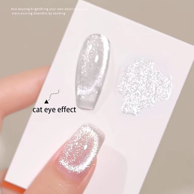 1-24pcs WS Summer Nails White Silver Cat Eye Magnetic Gel Nail Polish Ultra Shine Glass Bead Magnet Gel Nail Art Nail Supplies