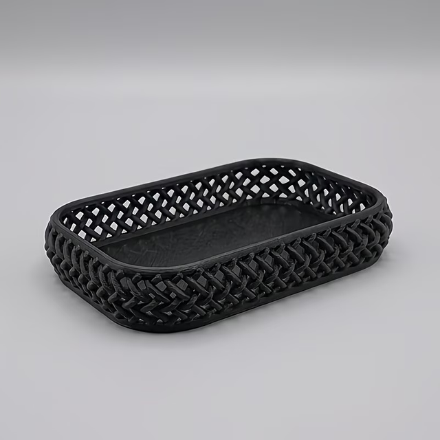 Luxury Woven Hollow Desktop Storage Tray, Vanity Jewelry & Makeup Brush Organizer, Entryway Key & Small Sundries Storage Dish