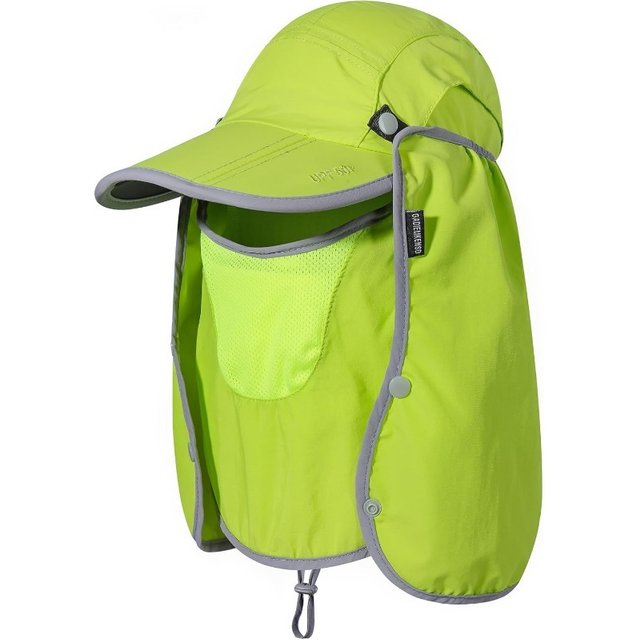 UPF 50+ Sun Hat Foldable with Face Mask Neck Cover, Lightweight Breathable Windproof Fishing Hat for men Women OutdoorTravel