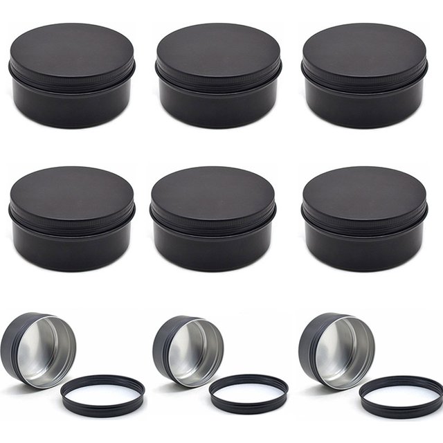 Black Empty Round Aluminum Box Metal Tin Cans Cosmetic Cream DIY Refillable Jar Tea Aluminum Pot 10 15 20 30 50 60 80 100 150g
