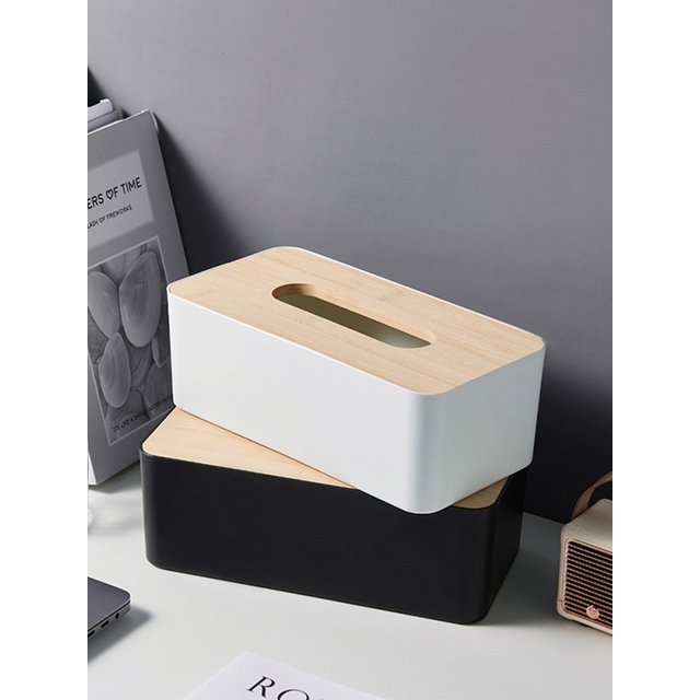 1pc Waterproof Elegant Holder For Disposable Paper Facial Tissues Luxurious Bamboo Rectangular Tissue Box Cover