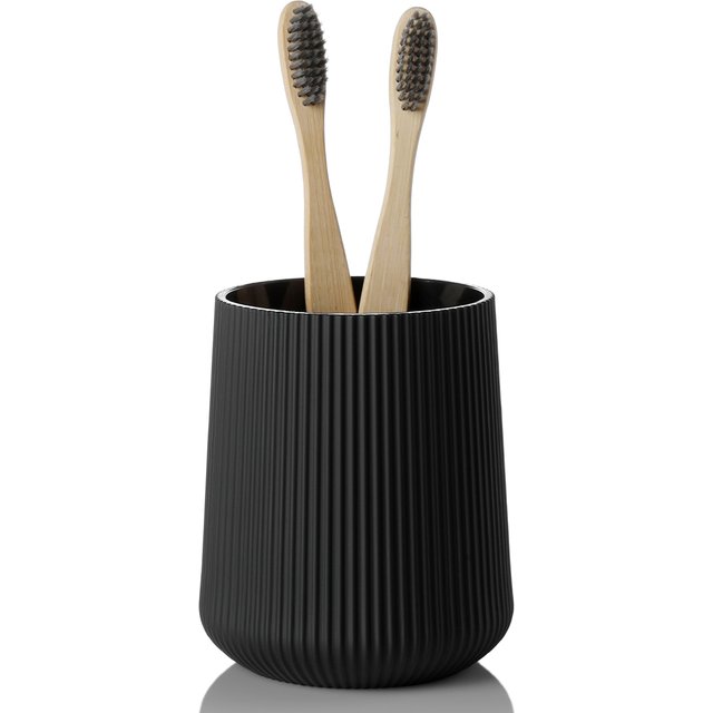 Plastic Toothbrush Holder Toothpaste Organizer Vertical Striped Non Slip Bathroom Countertop Storage Cup Accessories